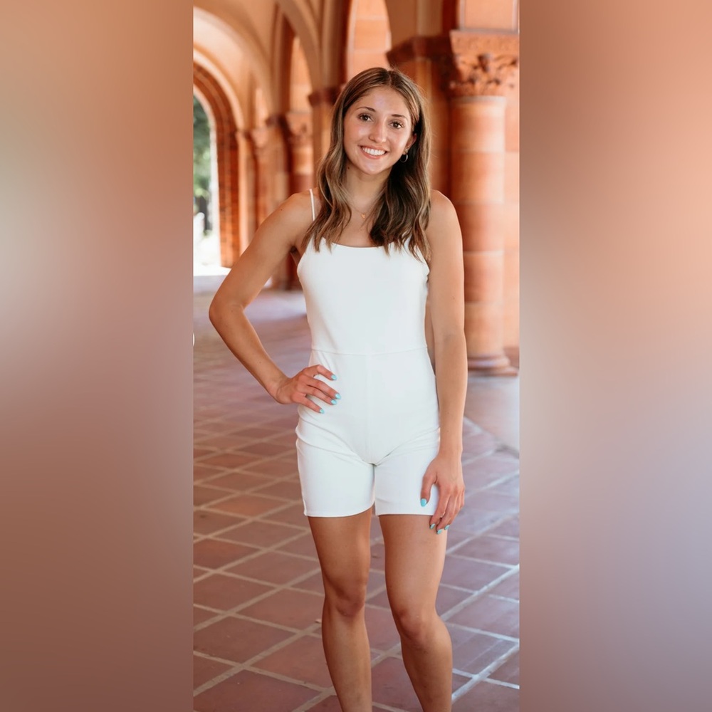 Sadie & Sage Lined Romper White Stretch Women’s Medium NWT